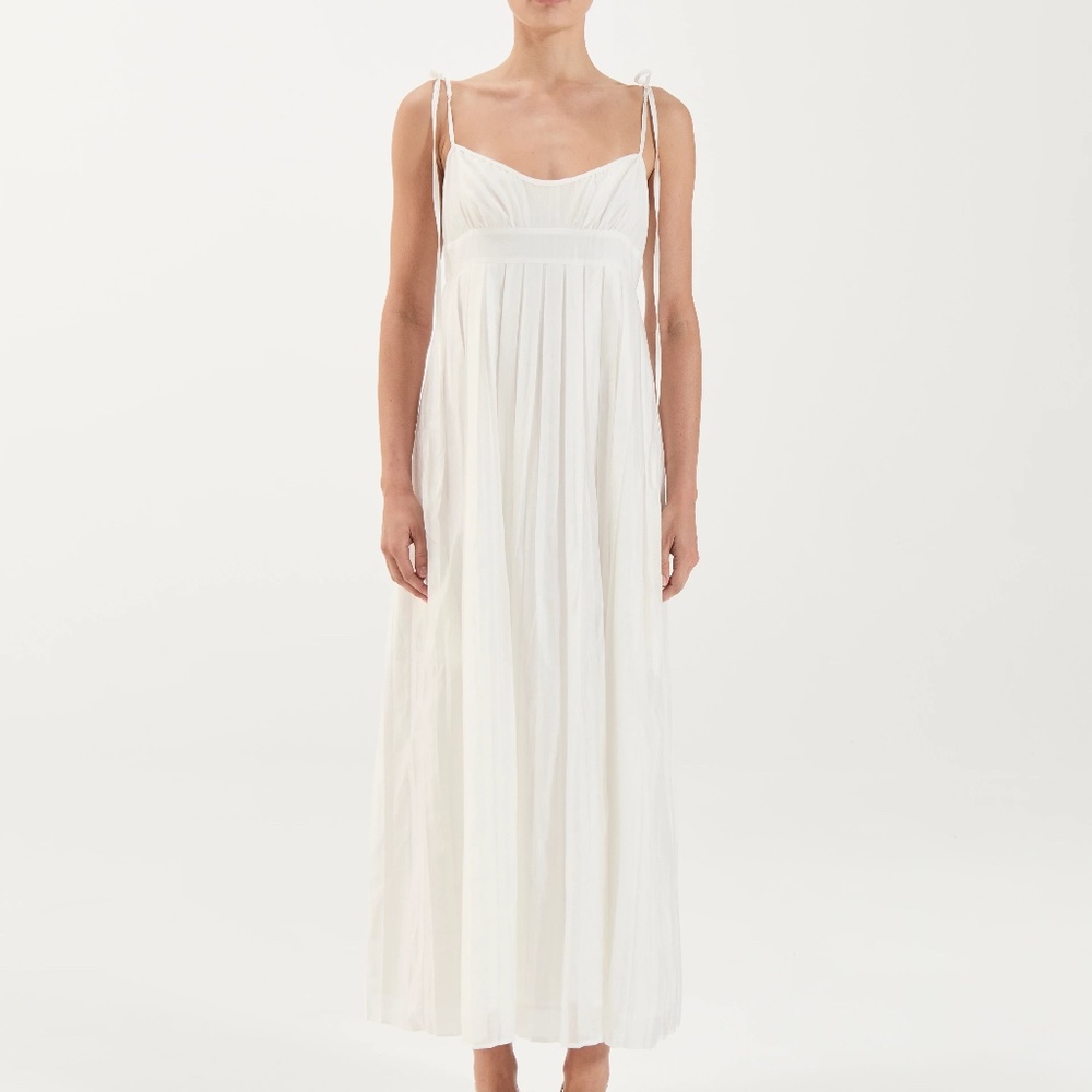 White Maxi Dress Tie Shoulder Straps Size 0. Solaqua